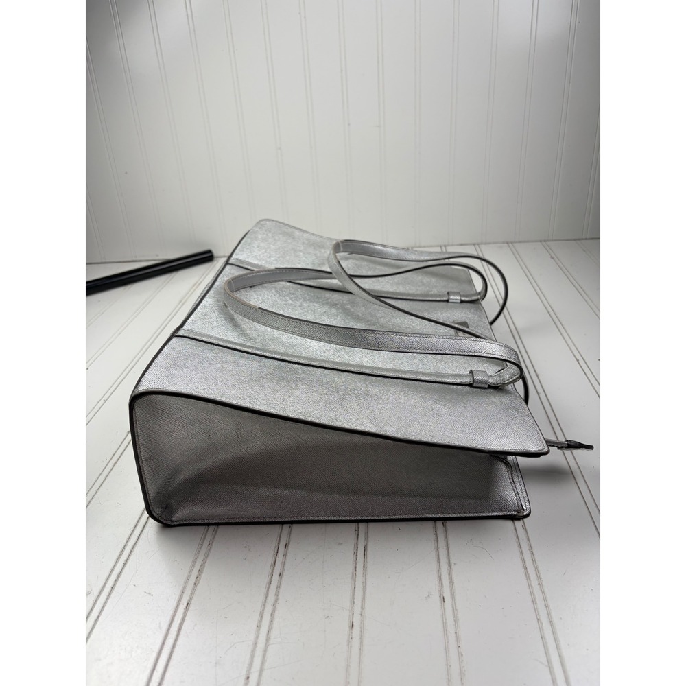 Kate Spade Vintage Silver Metallic Saffiano Leather Kenzie Shoulder Bag Purse - Picture 11 of 15